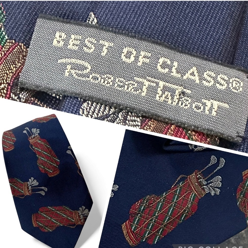 Robert Talbott Navy Tie with Golf Bag Artsy
